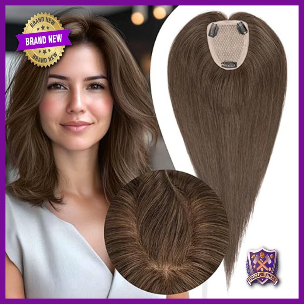 Human Hair Topper 3.5x4.7 Inch Lace Base Clip-In for Thin Hair